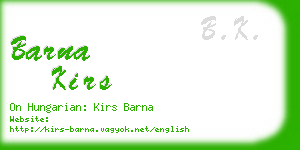 barna kirs business card